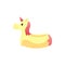 Inflatable pool lifebuoy in shape of unicorn, flat vector illustration isolated.