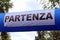 Inflatable portal with the big Italian Written PARTENZA which me