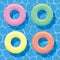 Inflatable rings floating on water, vector