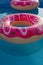 Inflatable rings in house swimming pool for children