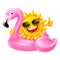 Inflatable Rubber Ring Pink Flamingo With Sun Character