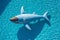 Inflatable shark swimming pool float. Summer vacation. Generative ai