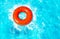 Inflatable watermelon buoy splash in pool top view