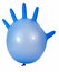 Inflated blue latex glove