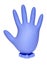 Inflated blue rubber glove on white background