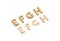 Inflated, deflated gold E F G H letters, balloon font