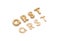 Inflated, deflated gold Q R S T letters, balloon font