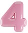 Inflated glossy pink four number illustration. 3D render of latex bubble font with glint. Graphic math symbol, typography, ABC