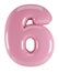 Inflated glossy pink six number illustration. 3D render of latex bubble font with glint. Graphic math symbol, typography, ABC