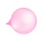 Inflated pink bubble gum. Realistic strawberry or cherry chewing bubblegum isolated on white background. Vector cartoon