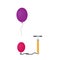 Inflating a balloon. Bicycle pump and balloon, vector illustration