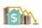 Inflation and the economic crisis. Real estate market crash isolate on white background. House with a dollar sign. The