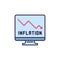 Inflation Falling Graph on Computer Screen vector concept colored icon