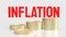 The Inflation red text and coins for Business concept 3d rendering