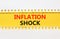 Inflation shock symbol. Concept words Inflation shock on yellow and white paper. Beautiful yellow and white background. Business