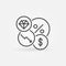 Inflation vector Hyperinflation line icon with diamond, percent and dollar signs