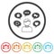Influencer icons in color circle buttons
