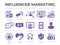 Influencer Marketing icon Set. Content, Promoter, Social Reach, Blog, Growth, Conversation, Followers, Online Shopping,