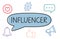 Influencer word written in speech bubble