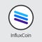 Influxcoin digital currency - vector trading sign.