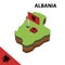 Info graphic  Isometric map and flag of Albania. 3D isometric Vector Illustration