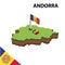 Info graphic  Isometric map and flag of Andorra. 3D isometric Vector Illustration