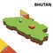 Info graphic  Isometric map and flag of BHUTAN. 3D isometric Vector Illustration