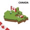 Info graphic  Isometric map and flag of CANADA. 3D isometric Vector Illustration