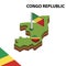 Info graphic  Isometric map and flag of CONGO REPLUBLIC. 3D isometric Vector Illustration