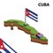 Info graphic  Isometric map and flag of CUBA. 3D isometric Vector Illustration