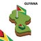 Info graphic  Isometric map and flag of GUYANA. 3D isometric Vector Illustration