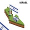 Info graphic  Isometric map and flag of ISRAEL. 3D isometric Vector Illustration