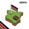 Info graphic  Isometric map and flag of KENYA. 3D isometric Vector Illustration