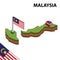 Info graphic  Isometric map and flag of MALAYSIA. 3D isometric Vector Illustration