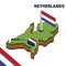 Info graphic  Isometric map and flag of NETHERLANDS. 3D isometric Vector Illustration