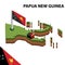 Info graphic  Isometric map and flag of PAPUA NEW GUINEA. 3D isometric Vector Illustration