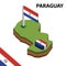 Info graphic  Isometric map and flag of PARAGUAY. 3D isometric Vector Illustration