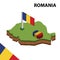 Info graphic  Isometric map and flag of ROMANIA. 3D isometric Vector Illustration