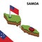 Info graphic  Isometric map and flag of  SAMOA. 3D isometric Vector Illustration