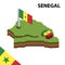 Info graphic  Isometric map and flag of  SENEGAL. 3D isometric Vector Illustration