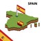 Info graphic  Isometric map and flag of SPAIN. 3D isometric Vector Illustration