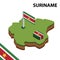 Info graphic  Isometric map and flag of SURINAME. 3D isometric Vector Illustration