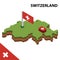 Info graphic  Isometric map and flag of SWITZERLAND. 3D isometric Vector Illustration