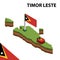 Info graphic  Isometric map and flag of TIMOR LESTE. 3D isometric Vector Illustration