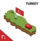 Info graphic  Isometric map and flag of TURKEY. 3D isometric Vector Illustration