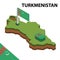 Info graphic  Isometric map and flag of TURKMENISTAN. 3D isometric Vector Illustration