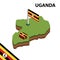 Info graphic  Isometric map and flag of UGANDA. 3D isometric Vector Illustration