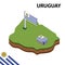 Info graphic  Isometric map and flag of URUGUAY. 3D isometric Vector Illustration