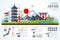 Info graphics travel and landmark japan template design.