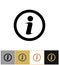 Info icon, information round symbol on gold and white background